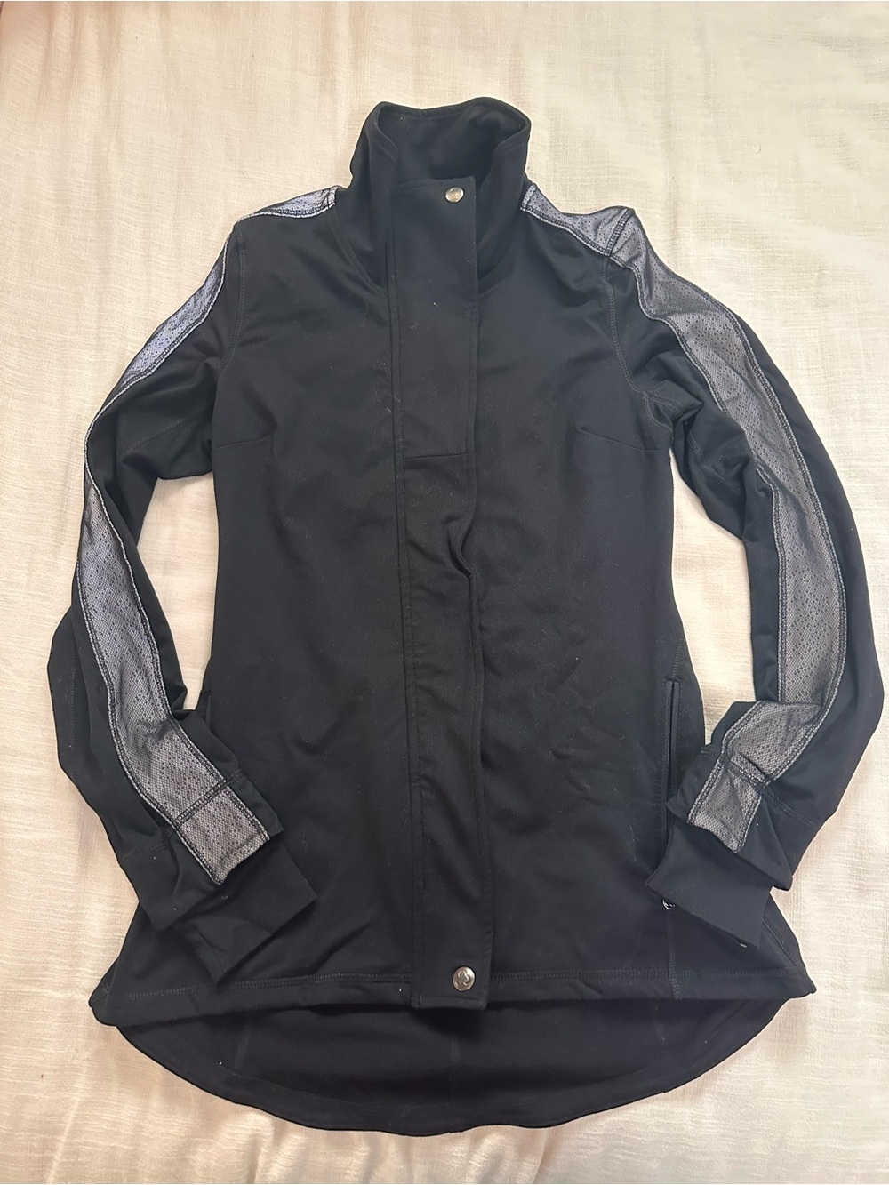 Titika Size 2 Black Women's High-Collar Jacket with Gray Accent Stripes